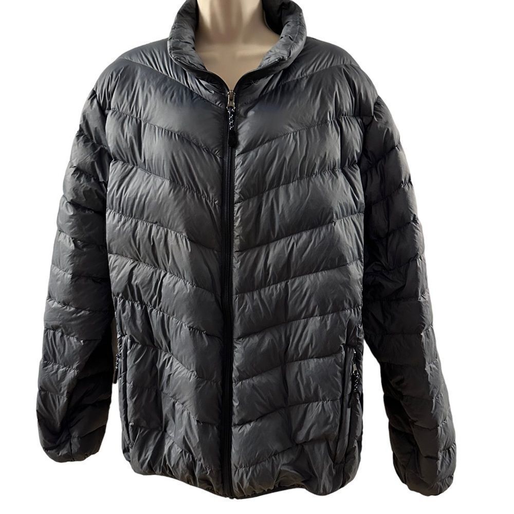 Blue Saks Fifth Ave~Grey Outerwear Jacket~Lightweight Down Duck Feather ~ size L